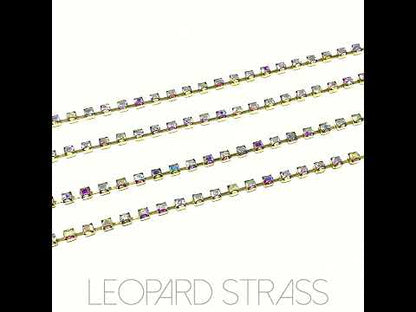 Rhinestone Cup Chain - Crystal AB on Gold Chain